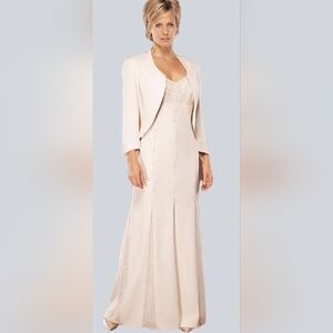 DAYMOR COUTURE Elegant Pink Long Sleeve Women's Dress 2 PIECE